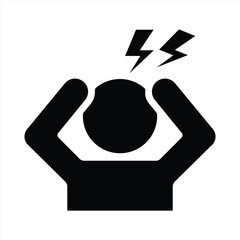 Silhouette of a Person Representing Stress with a Headache Graphic Icon