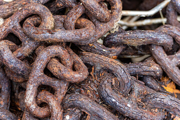 Old rusty chain in Mevagissey Cornwall