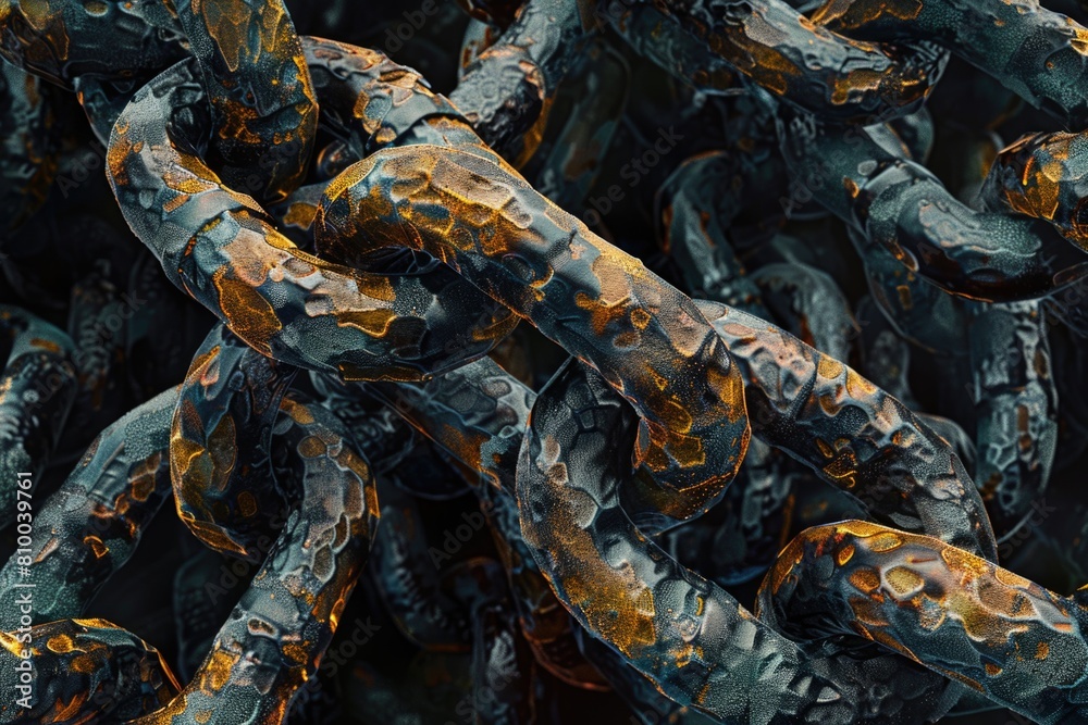 Poster a detailed view of a collection of chains. ideal for industrial concepts