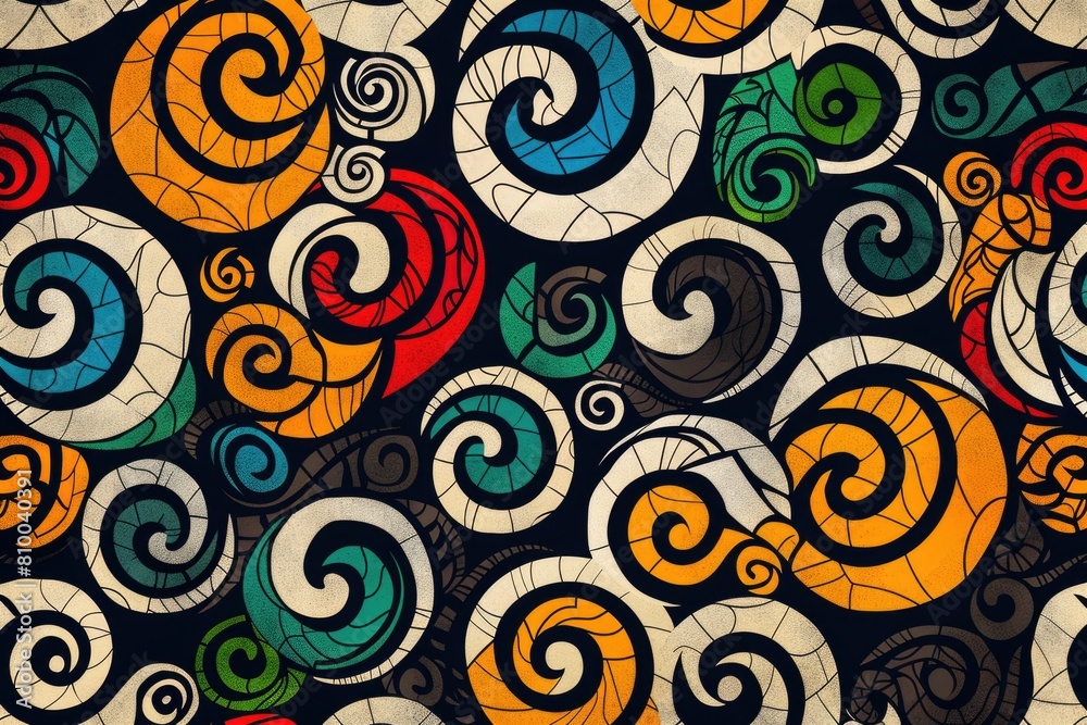 Poster Abstract design with swirls and circles, versatile for various projects