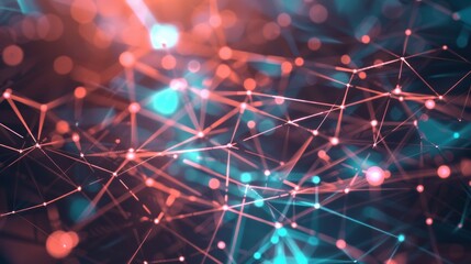 Abstract network connections with glowing nodes