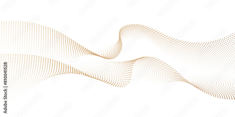 Poster Gold flowing wave pattern. Abstract geometric vector curve lines shape in premium golden gradient color. 