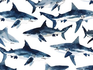 Sharktooth Patterns - Monochrome Sharks in the Wild Ocean