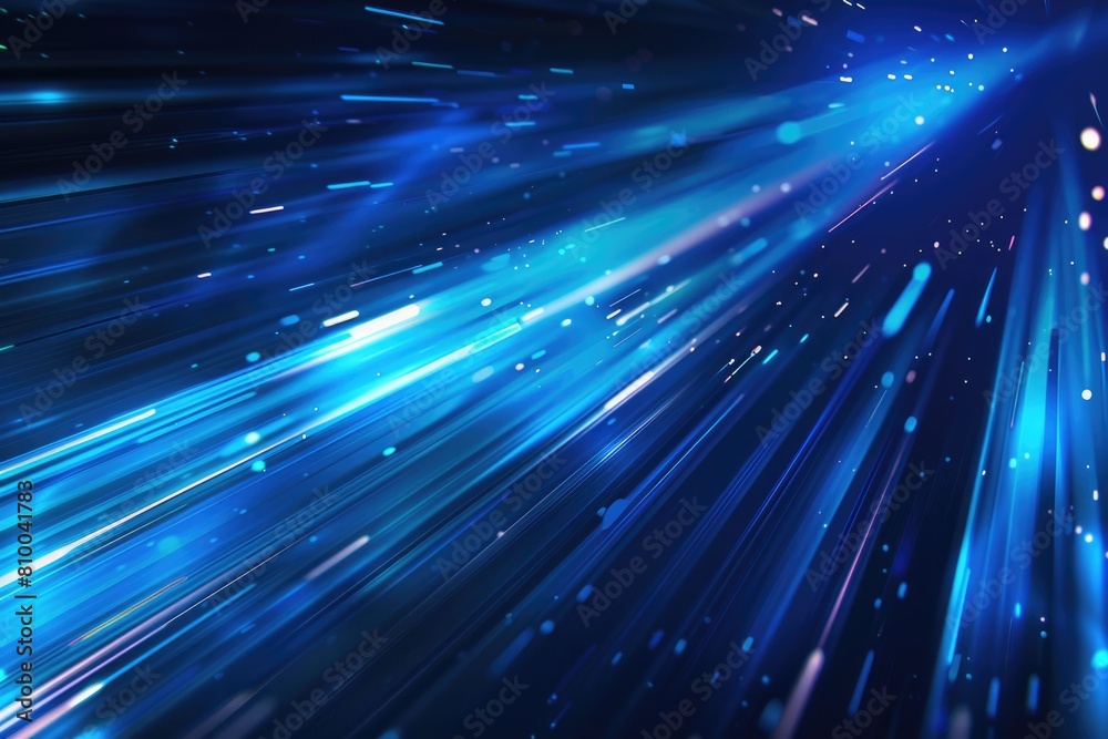 Poster Dark blue background with multiple light streaks. Suitable for technology or abstract concepts
