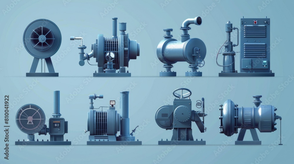 Aufkleber a collection of different types of industrial equipment. can be used for manufacturing or constructi