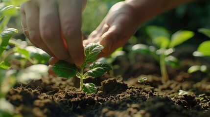Close up shot of a person holding a plant, perfect for environmental or gardening concepts