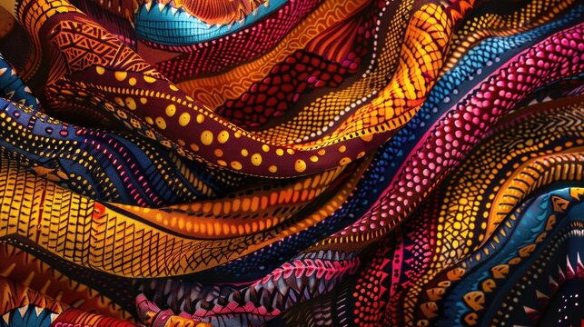 Close up of a colorful scarf with a skull design, perfect for Halloween-themed projects