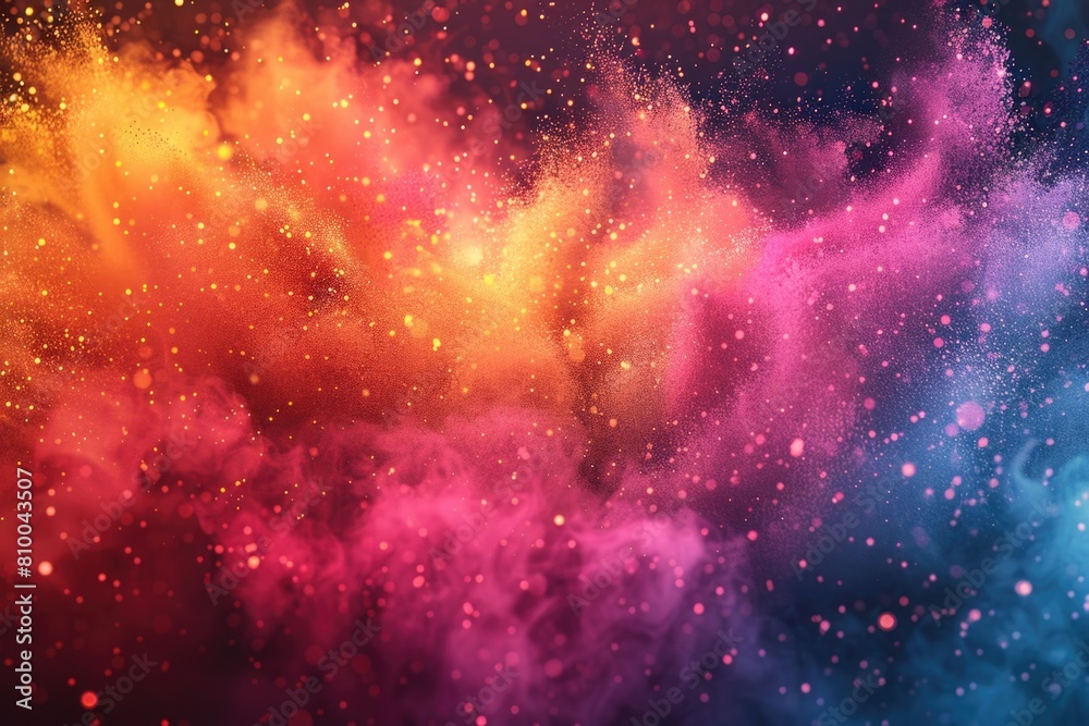 Poster a vibrant burst of colored powder flying through the air. perfect for dynamic and energetic concepts