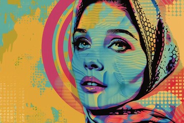 A realistic painting of a woman wearing a headscarf. Suitable for cultural or religious themes