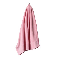 TRANSPARENT PNG ULTRA HD 8K A well-lit image featuring a pink towel hanging against a transparent background. Simple, elegant, and warmly lit folds