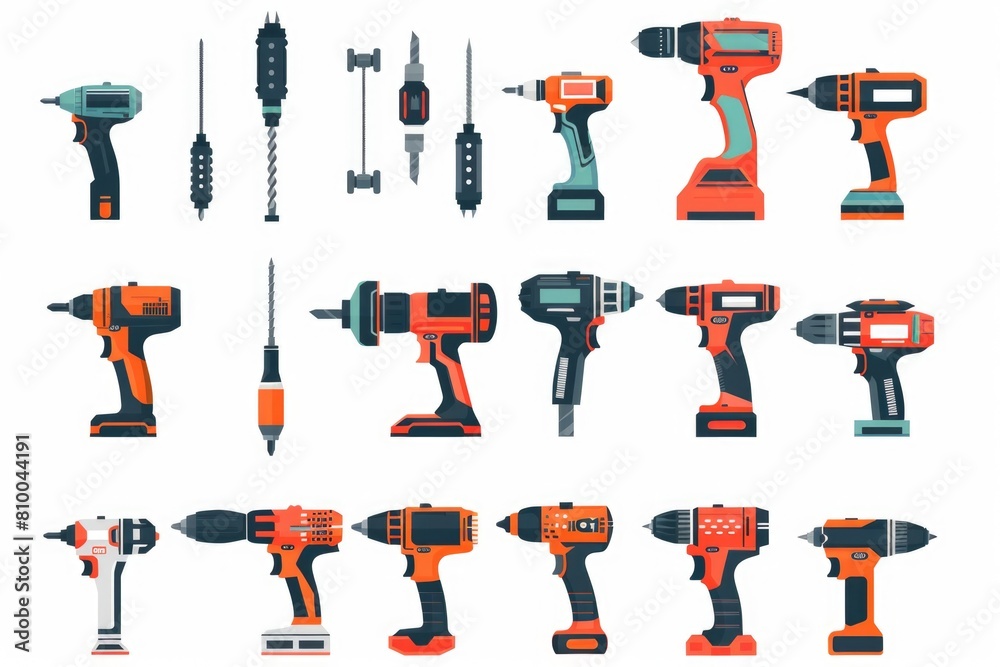 Poster Collection of different types of power tools. Suitable for construction and DIY projects