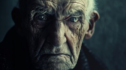 portrait of an old man on a dark background