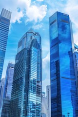 Fototapeta premium Urban cityscape with tall buildings. Suitable for business and real estate concepts