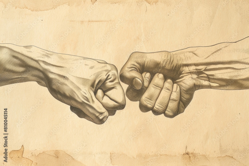 Poster A touching image of two hands intertwined. Ideal for illustrating support, friendship, or unity