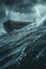 Noah's Ark in the stormy sea