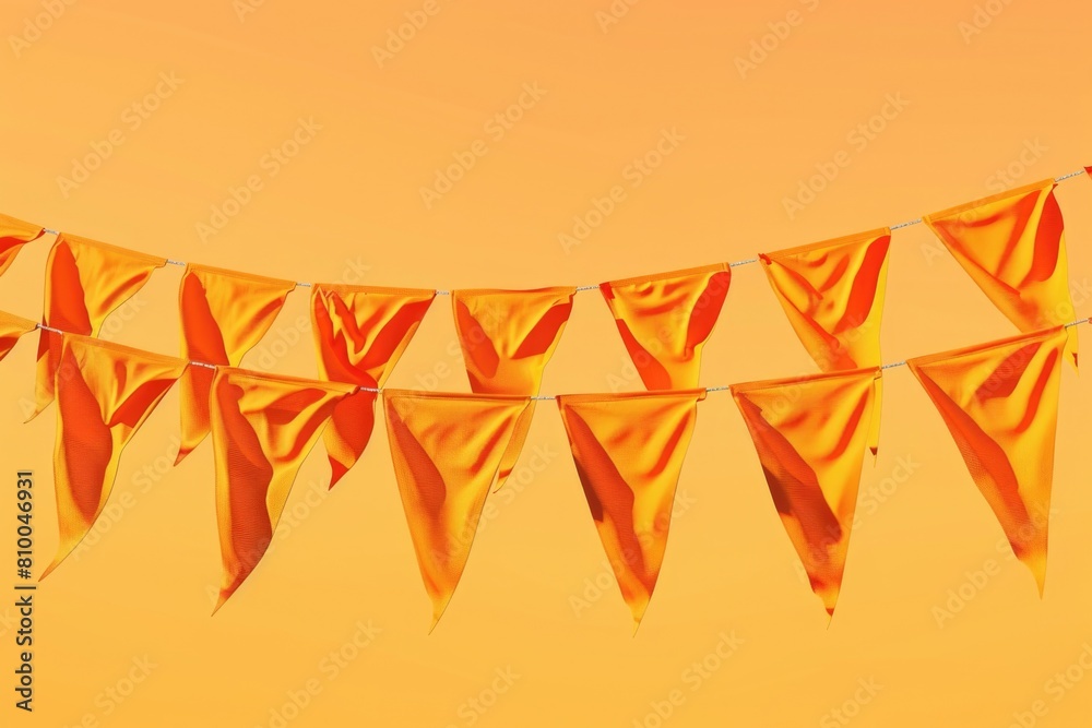 Poster Group of yellow flags on a string, suitable for various occasions
