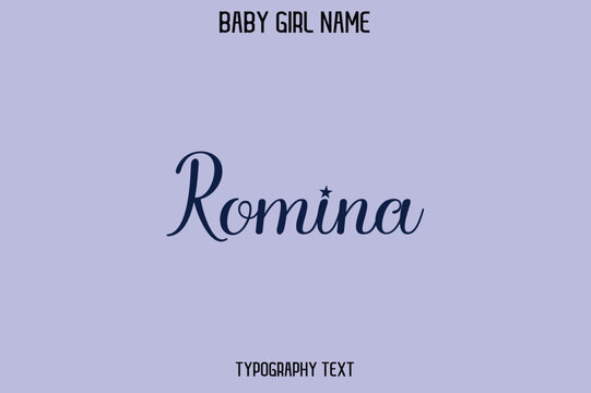 Romina Woman's Name Cursive Hand Drawn Lettering Vector Typography Text