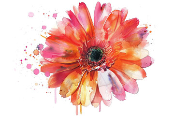 Watercolor gerbera daisy clipart in bright and cheerful colors 
