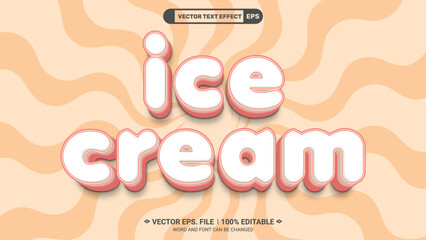 Clean soft ice cream 3d editable vector text style effect
