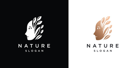 Silhouette style woman girl symbol. vector nature woman logo icon