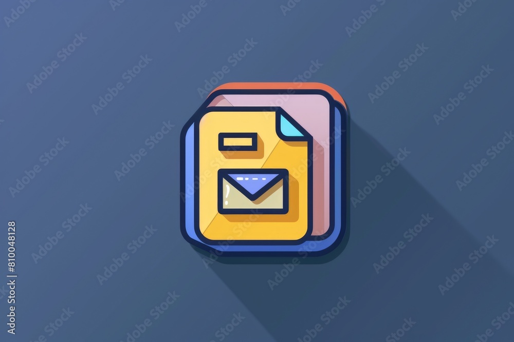 Aufkleber folder icon with long shadow on blue background. suitable for technology and digital concepts