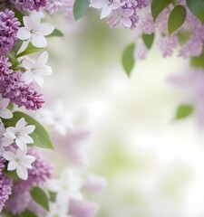 A blurred background of blooming lilac flowers in various shades