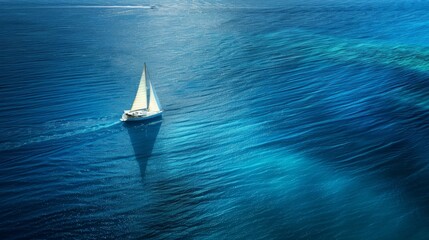 a boat in the blue sea