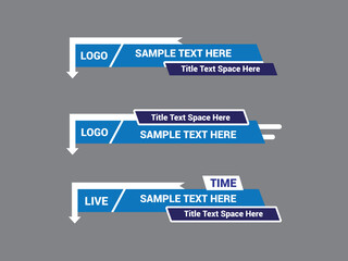 Vector Lower Third for Television News Bar Design Template, Lower Third News and Video Bars Set