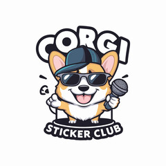 Vector cartoon dog with a sticker