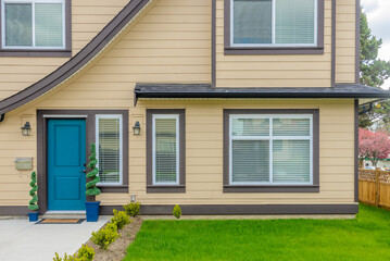 Fragment of luxury house with nice summer  landscape in Vancouver, Canada, North America. Day time.