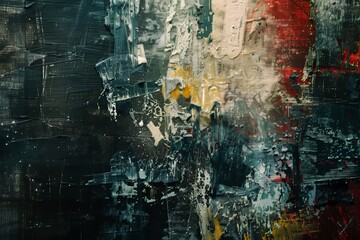 A textured abstract painting, with layers of paint and expressive brushstrokes