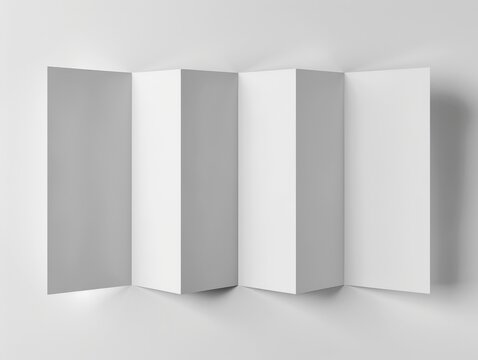 Blank White Z Fold Brochure Mock-Up Template Design - Square Booklet 3D Render for Design Mockup