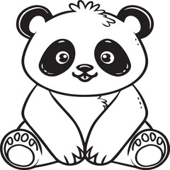 Cute panda coloring pages. Panda animal outline for coloring book. Panda line art