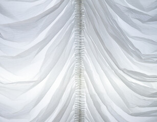 Curtains-pleated waves, texture of natural fabric, rippled white silk fabric concept