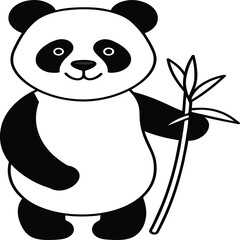 Cute panda coloring pages. Panda animal outline for coloring book. Panda line art