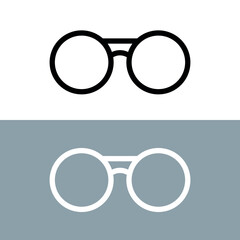 Set of glasses icons. Sunglasses or black glasses. Optics for eyes or vision. Symbol of ophthalmologist, vision or style.