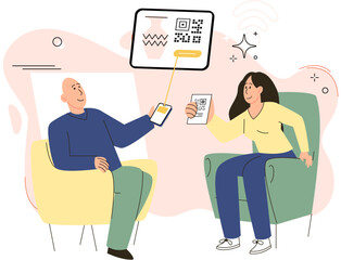 Cashless payment. Vector illustration. Cashless transactions contribute to reducing risk of theft or loss associated with carrying cash Mobile wallets cstore multiple payment methods for added