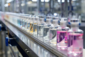 Production of perfume. Manufacturing and filling perfume bottles