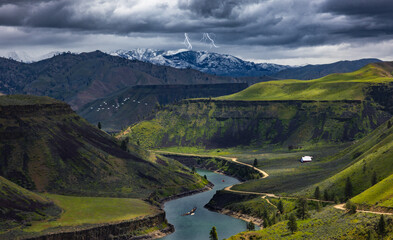 South Fork Boise River and Mountain Range 