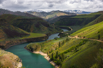 South Fork Boise River Idaho with Mountain Range