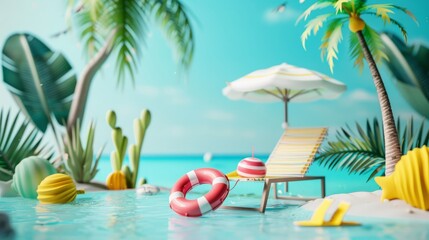 Summer Vacation Fun Holiday Relaxation Break Concept. Summer day background concept. copy space