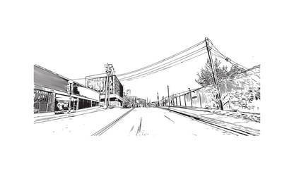 Print Building view with landmark of St. John's is the capital and largest city in Newfoundland and Labrador. Hand drawn sketch illustration in vector.