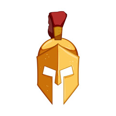 armour spartan helmet cartoon. greek logo, trojan gladiator, rome greece armour spartan helmet sign. isolated symbol vector illustration