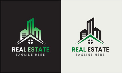 Real-estate icon with leaf, home icon with bird, building logo, vector icon house illustration symbol idea-
