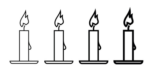 Candle icon. Stylized burning fire. A symbol of light, romance or mourning. Abstract burning candle.