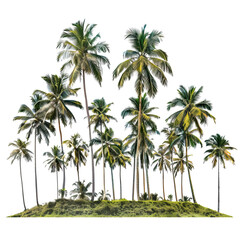 Obraz premium The image shows a group of palm trees on a small island