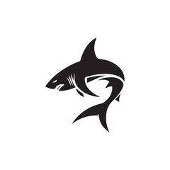 Shark , Shark silhouette , shark black and white , Minimalist shark vector design