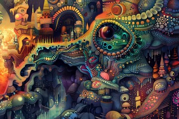 Obraz premium An abstract digital illustration, with intricate patterns and surreal elements