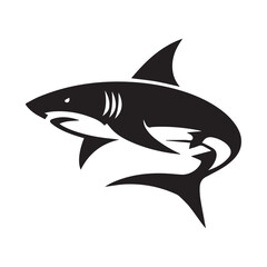 Shark , Shark silhouette , shark black and white ,Minimalist illustration shark of a logo design