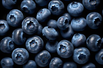 Blueberries background. Fresh ripe berries. Top view. Fruits and summer berries
